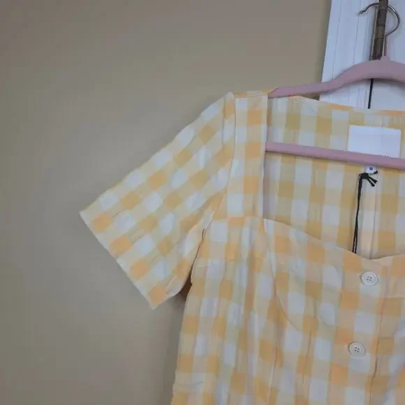 Rita Row Maria Mini Dress in Yellow White Gingham Size M - Picture 6 of 9